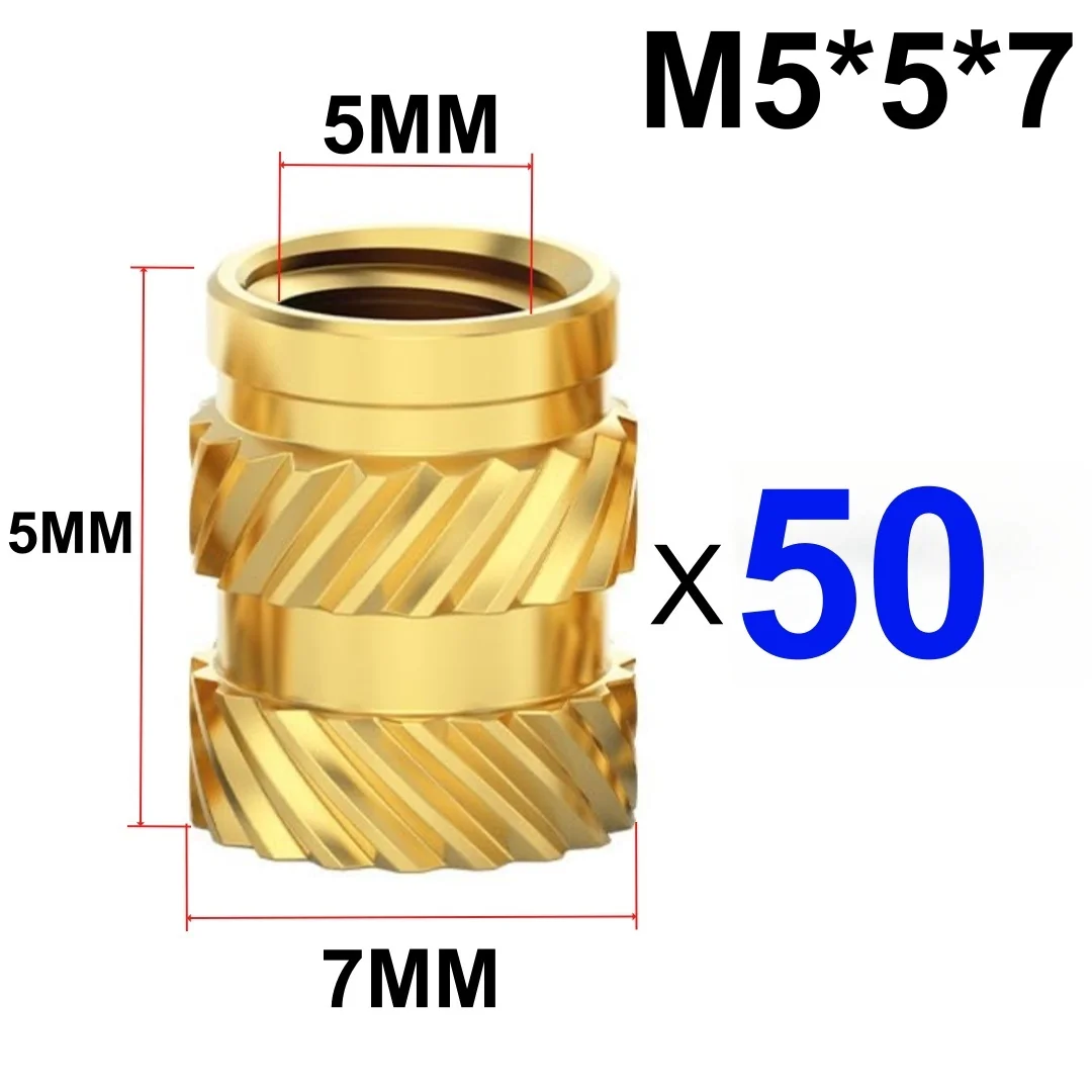 Warmte-inbedding inbrengen moeren M3 M4 M5 schroefdraad gekartelde messing hotmelt schroefmoer voor 3D-printer Voron 2.4 en anderen - afbeelding 1
