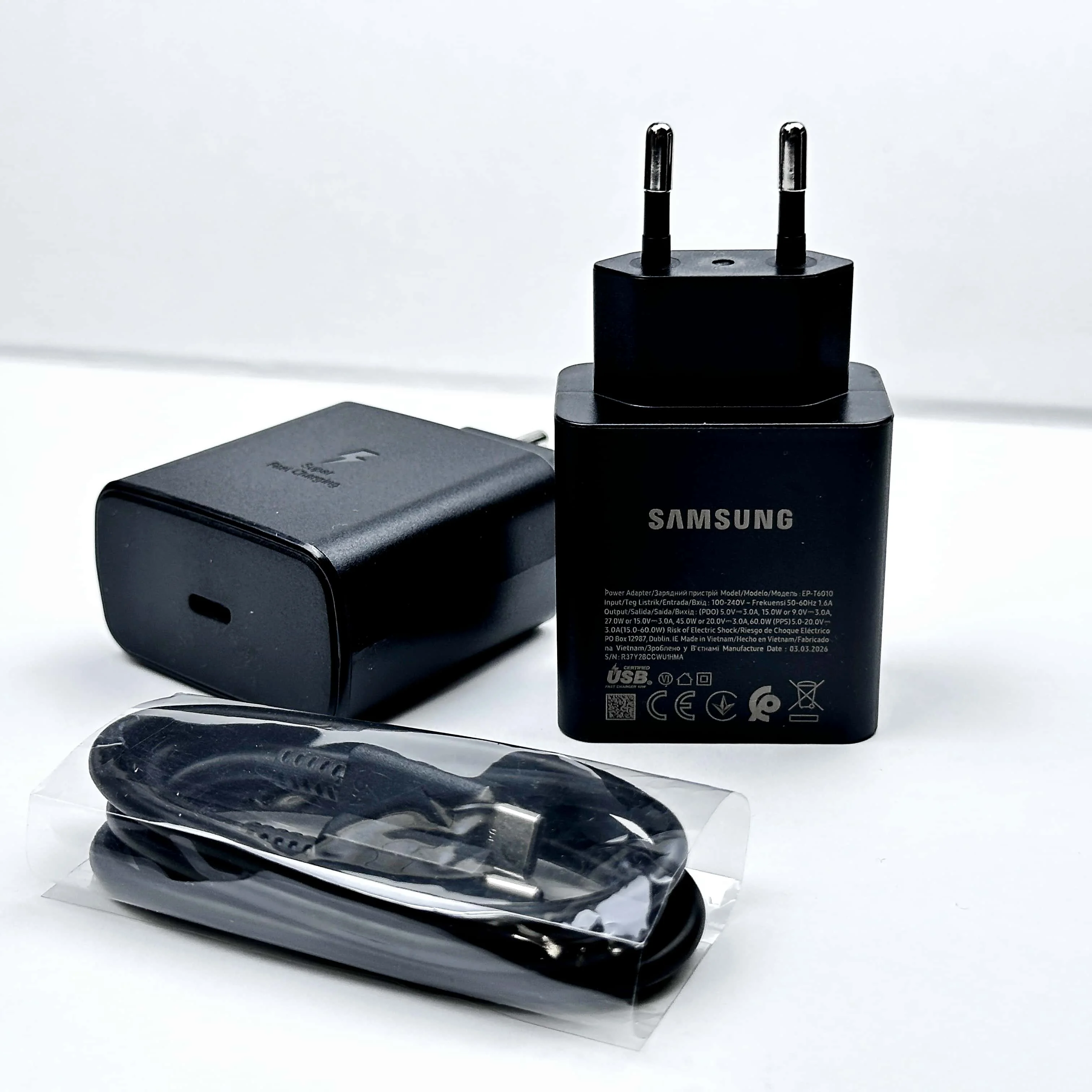Cargador Original Samsung de 60W Tipo C, Cargador Rápido PD de 45W 25W para Teléfono Samsung Galaxy S26 S25 S24 S23 S22 