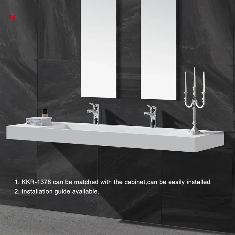

Low price Made in China White Trough Bathroom Wall Mount Acrylic Wash Hand Basin Sink Composite Resin Moder