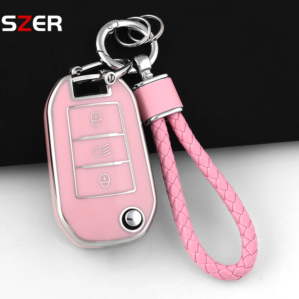 Nueva funda protectora de TPU para llave de coche, compatible con Peugeot 208 308 408 508 2008 3008 4008 5008 y Citroën C3 C4 CACTUS C6 C8, accesorios.