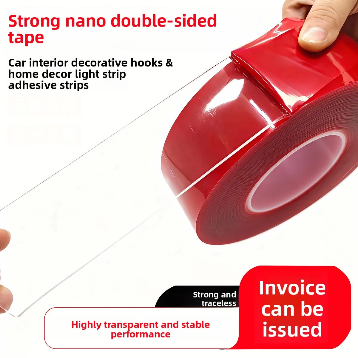 Transparent Acrylic Double Sided Tape, High Temp Waterproof Nano Tape, Heavy Duty No Residue Adhesive Tape for Wall Mounting & F