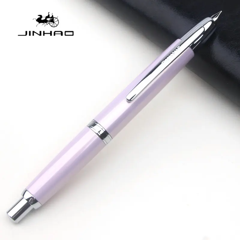 JINHAO 10 Press Fountain Pen Retractable EF F Metal Clear Red Writing Ink Pen with Converter School Office Supplies Stationery