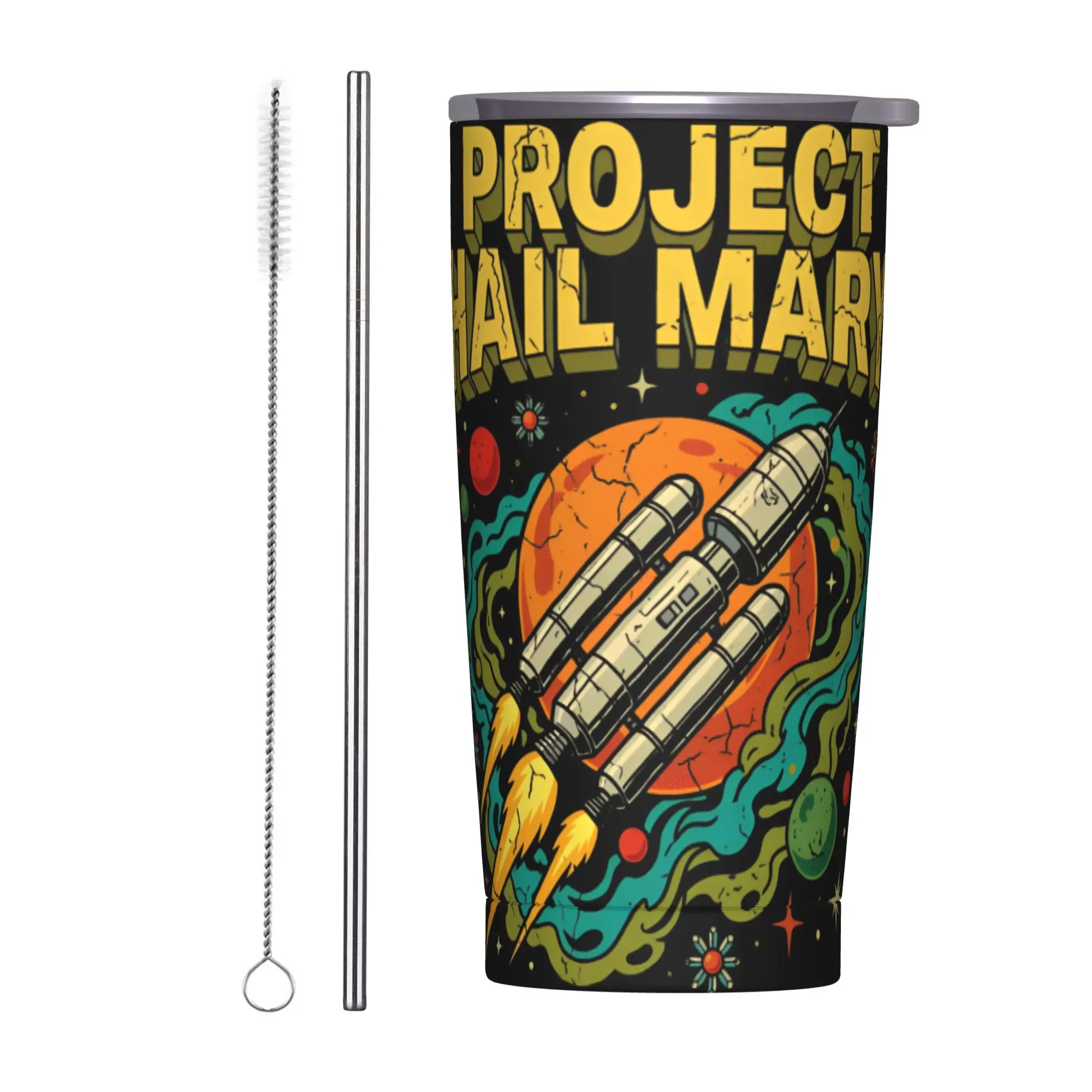 Project Hail Mary Space Ship Sci Fi Insulated Tumbler with Straws Lid  Stainless Steel Coffee Mugs Office Home  Bottle Cup, 20oz