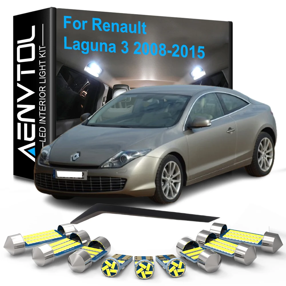 

18 светодиодных ламп Canbus для салона Renault Laguna 3 MK3 2008-2015: потолочные, для зеркала, багажника, перчаточного ящика, дверей, подсветка номерного знака