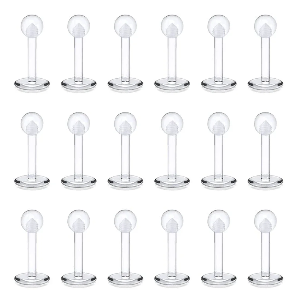 10PC/set Clear Acrylic Lip Rings Monroe Labret Studs Piercing Jewelry Gift Bioflex Ear Tragus Helix Earring Retainer 6/8/10mm