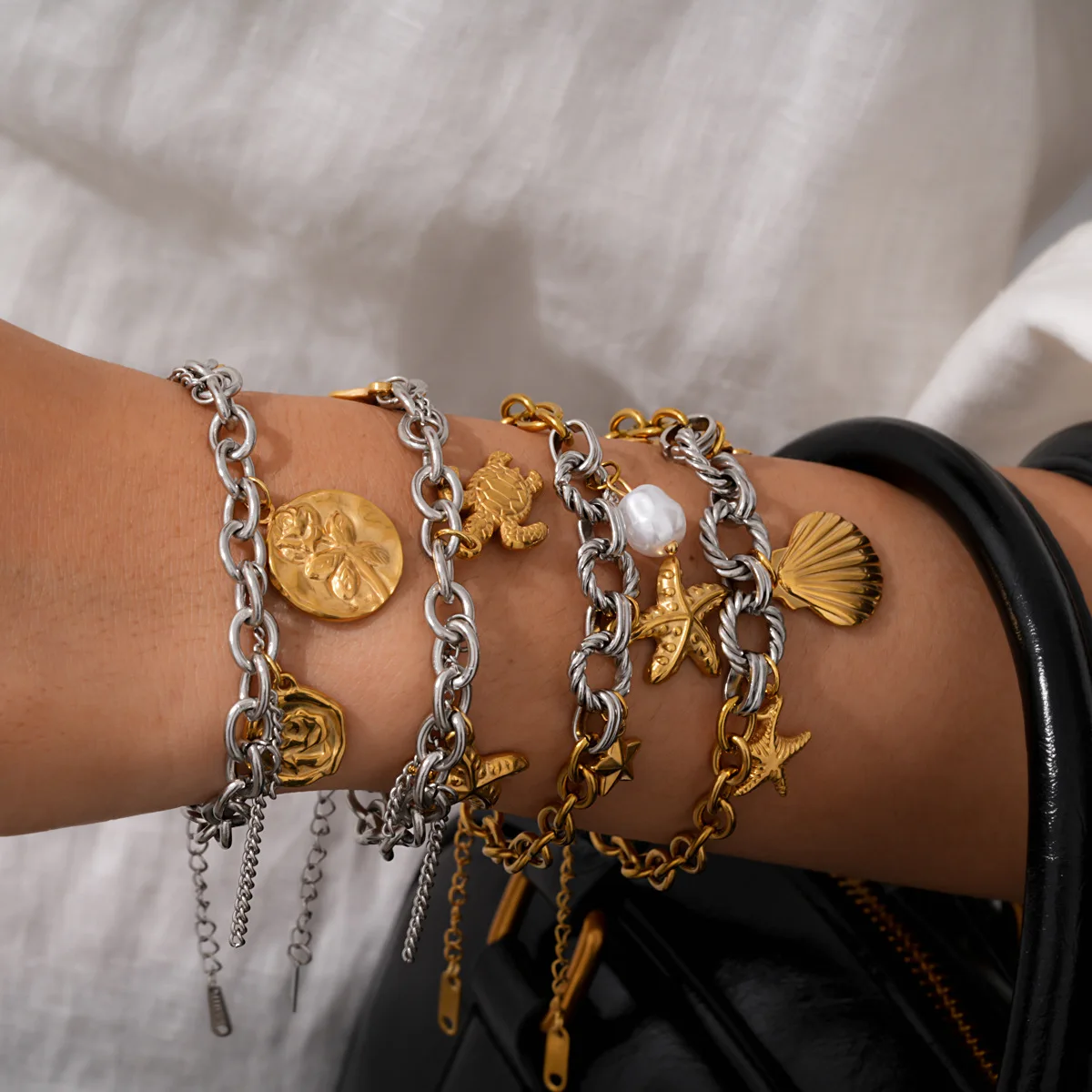Ocean Department Starfish Shell Crab Bracelet Light Luxury Bracelet Holiday Style Niche Jewelry Women