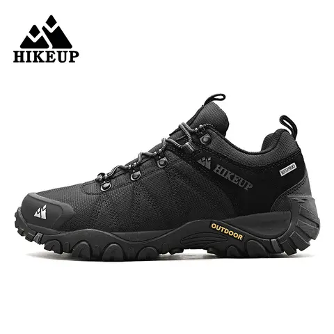 HIKEUP 남성용 미끄럼 방지 하이킹 신발, 통기성 메쉬 스니커즈, 야외 암벽 등반, 트레킹 사냥 부츠, 스웨이드 가죽, 신상
