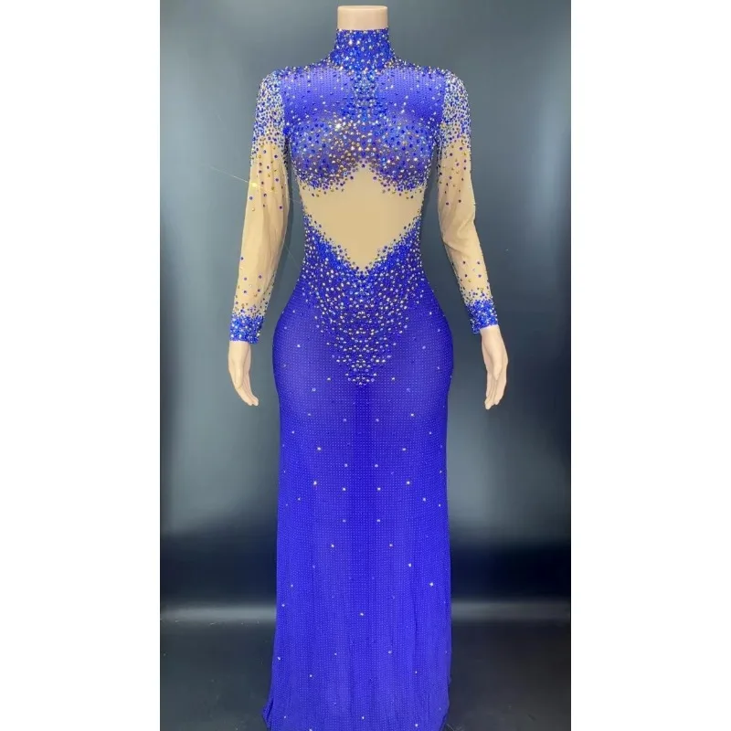 

7 Colors Sexy Strapless diamond studded floor length evening gown for high end banquets