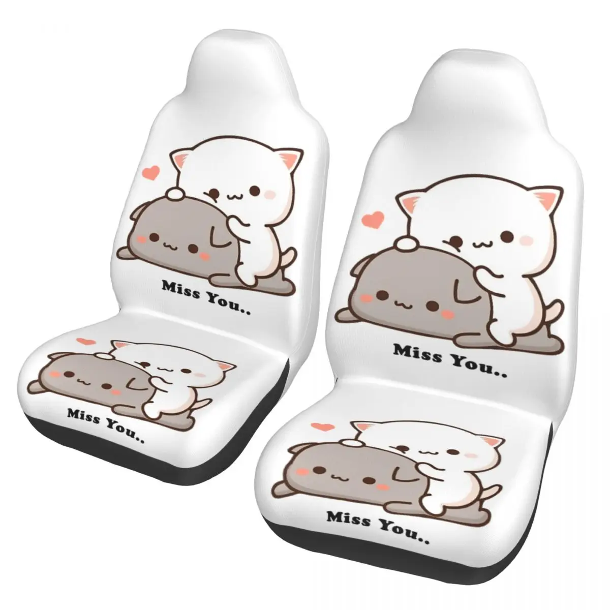 

Peach And Goma Mochi Cat Universal Car Seat Cover Off-Road For SUV I Miss You Auto Seat Cover Fiber Seat Protector