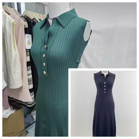 Asian Size Two-color Optional Evening Dress with Temperament, Hollow and Elegant, Sleeveless V-neck Long Knitted Dress, 2025