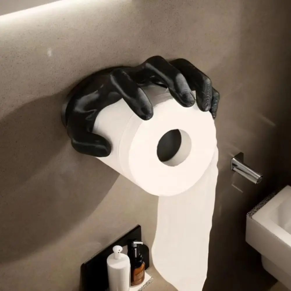 Gothic Style Toilet Paper Decoration Box Black White Black Tissue Storage Stand Hand-Shaped Wall Mounted Toilet Paper Holder