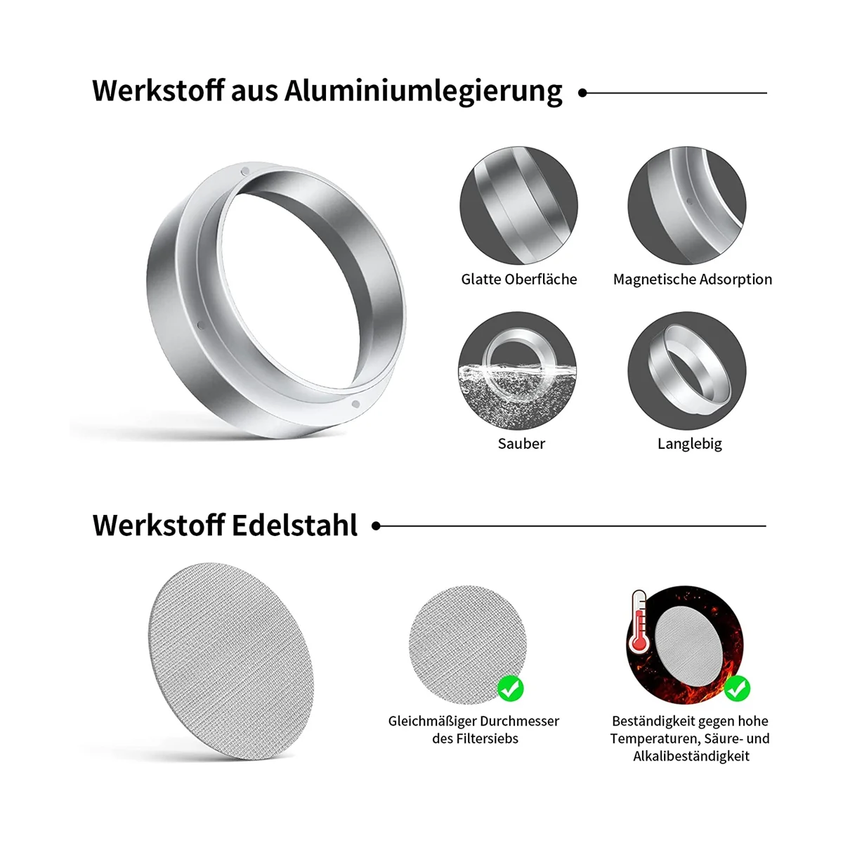 A09G-51mm Coffee Dosing Ring, Aluminum Coffee Dosing Ring with Screen, Stainless Steel Espresso Sieve for Portafilter