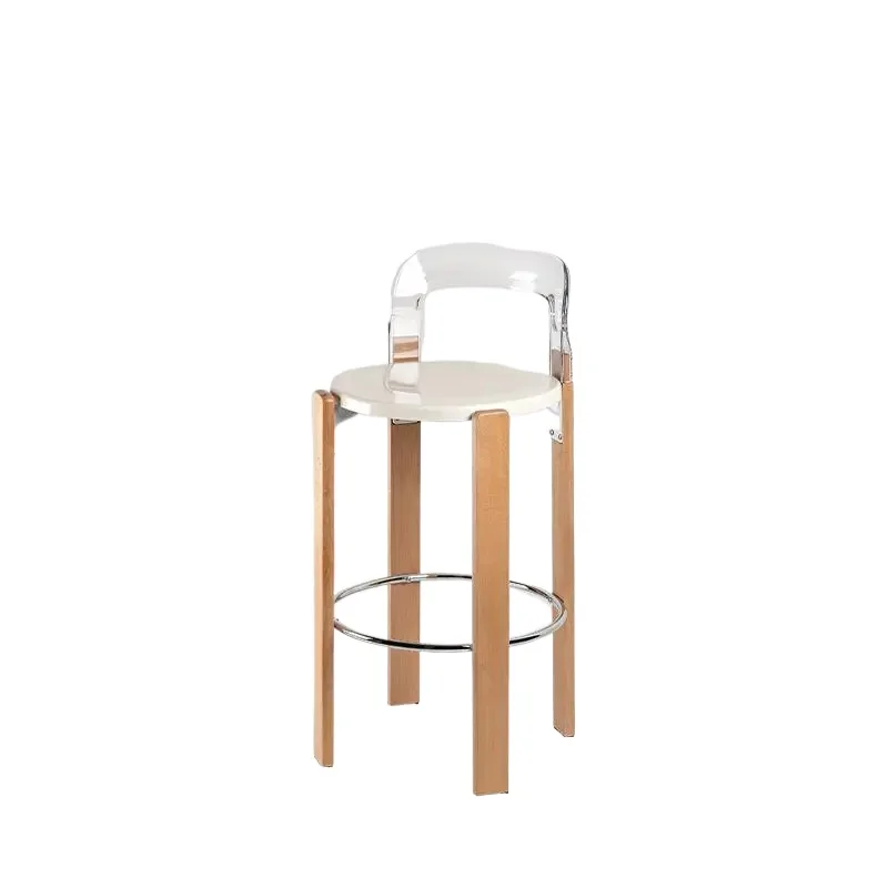 

#Transparent plastic bar and dining chairs Multi scene high legged wooden bar chairs Minimalist modern bar chairs