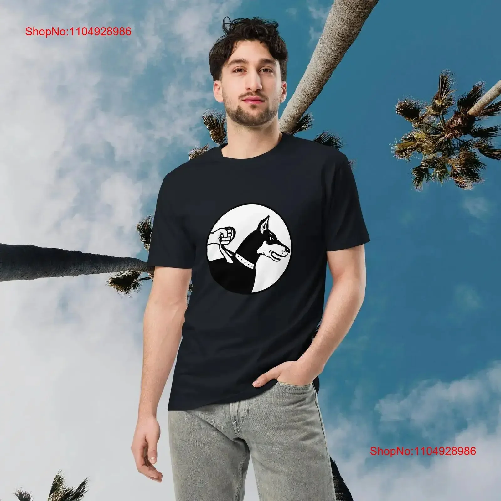 

Футболка премиум-класса в стиле ретро, черно-белая, с изображением собаки, для мужчин и женщин, винтажный стираный топ для повседневной носки, дышащая