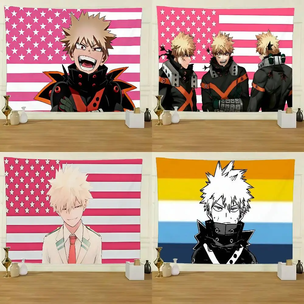 Cool B-Bakugo K-KatsukiS Flag Tapestry Creative Pattern Photo Living Room Wall Art Decor Party Outdoor Decorate Banners