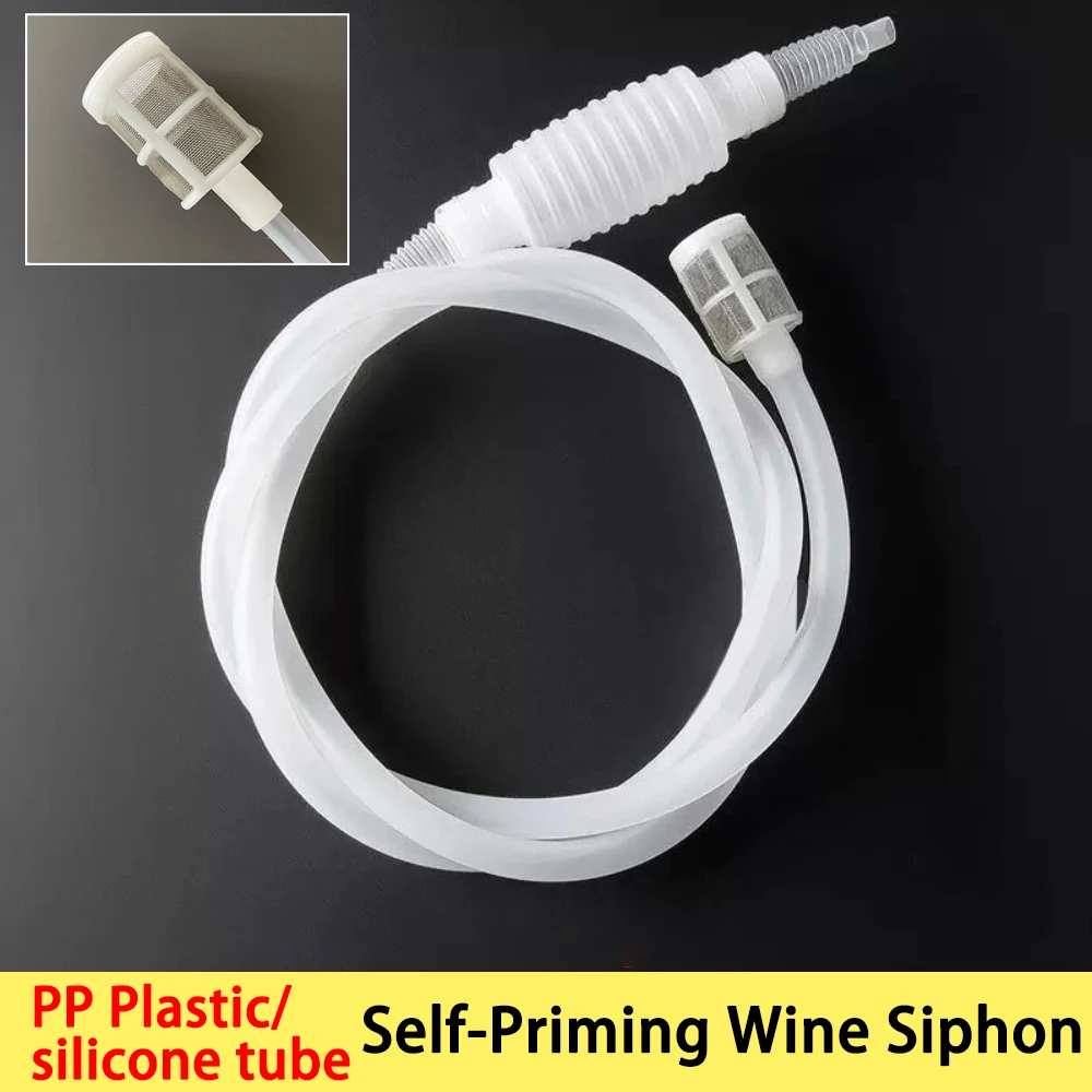 1Pcs L:1.6M Self-Priming Siphon Pump, Household Transfer Tool,  With Filter Screen for Baijiu, Grape Wine & Homemade Brewing