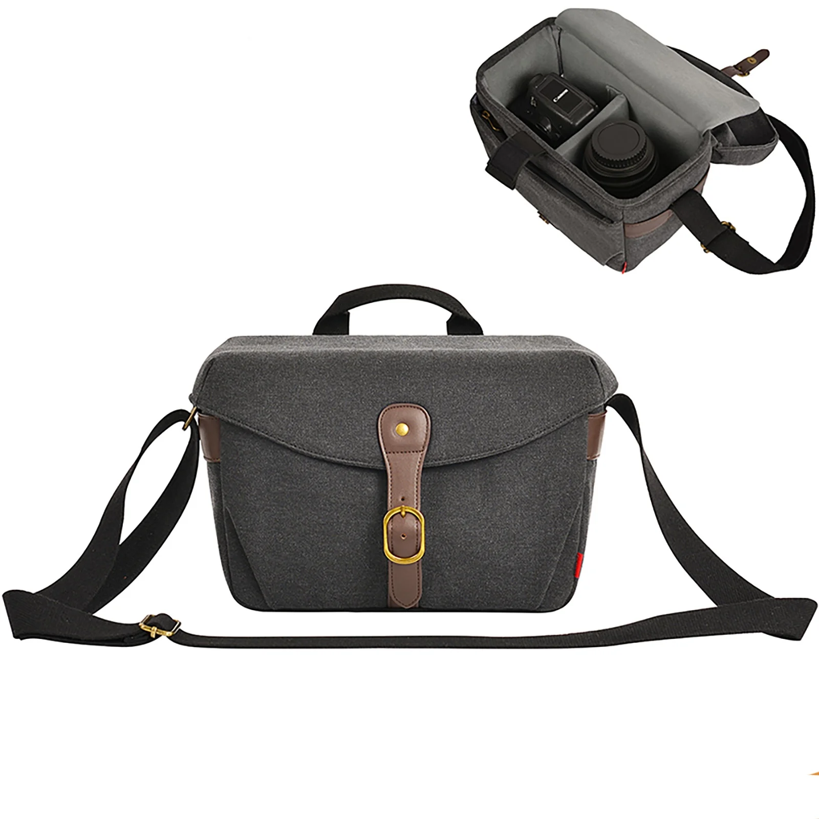 Canvas camera sling bag Waterproof Photography Crossbody Camera Bag DSLR /SLR/Mirrorless Shoulder Bag Vintage Messenger Bag