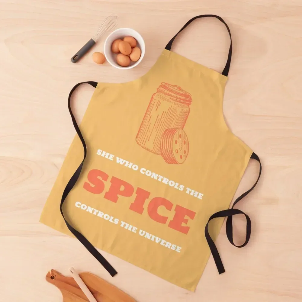 

She Who Controls The Spice Controls The World Apron Camping Kitchen Women for women with pocket japanese style Apron