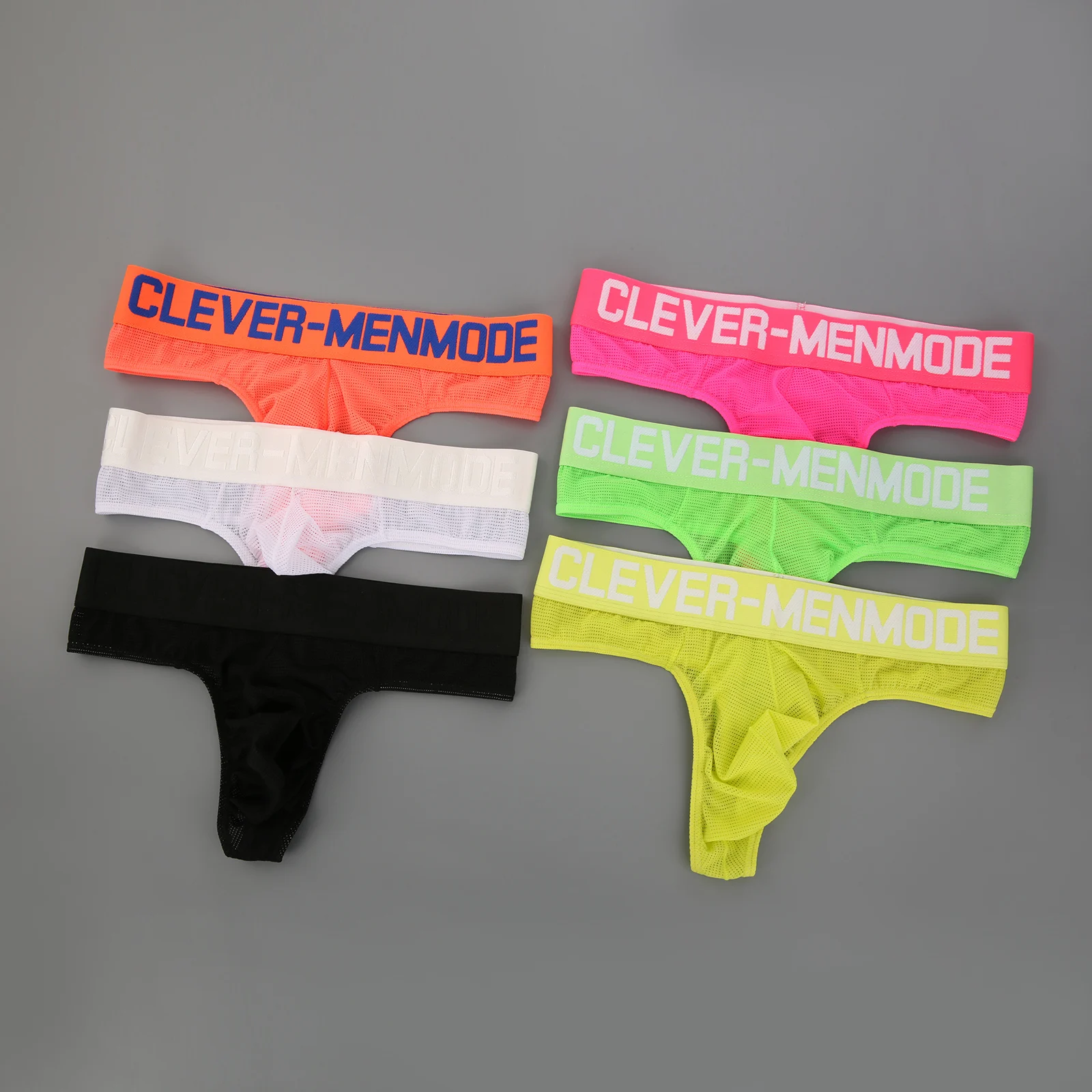 CLEVER-MENMODE 3/ kit Underwear Mesh Thong Men Sexy Underpants Transparent Panties Bikini Penis Pouch G String Tanga T-Back