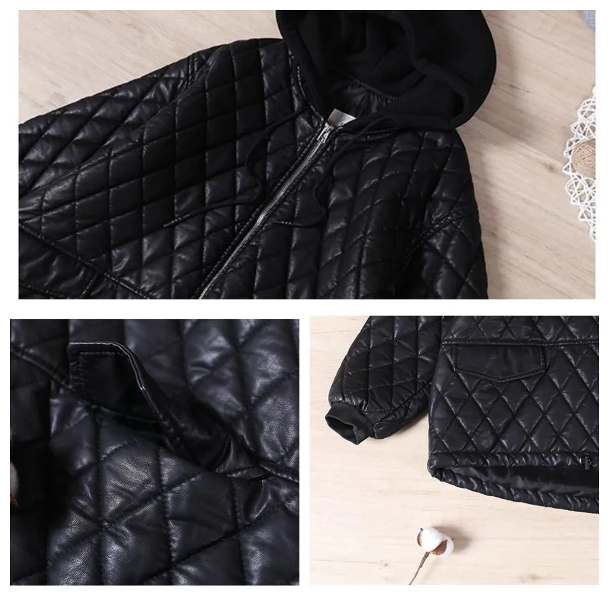 Korean Loose Oversized Women Cotton Padded Jacket Thicke Quilted Warm Autumn Winter Jacket Hooded Outerwear Female Parkas Black