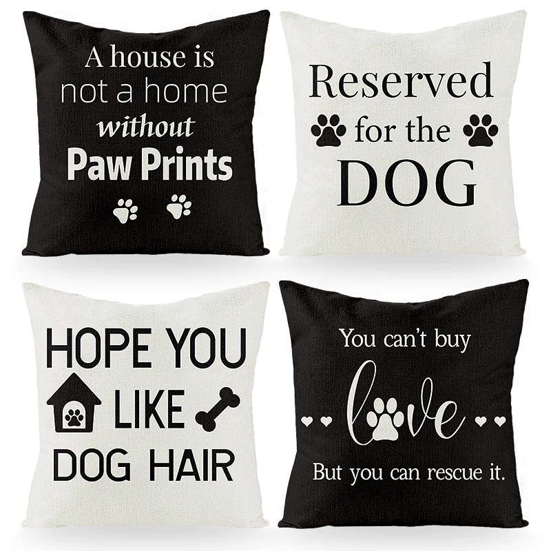 

4Pcs Pet Dog Linen Pillowcase 45 X 45cm Set Reserved for a Dog Home Decor Items Sofa Accessory Use Pillow Covers Pillows Decor