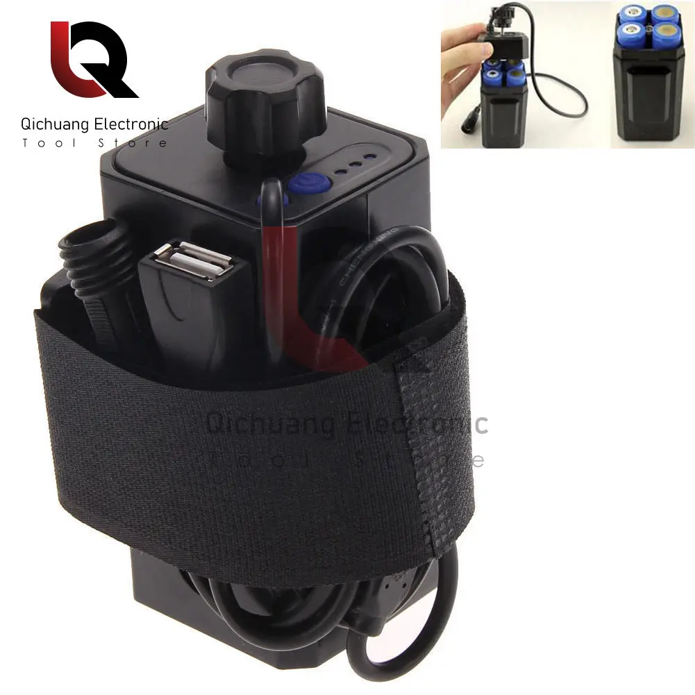 Wodoodporna obudowa na baterie 4x18650 18650 Ładowarka pakietu baterii 5V USB/8.4V DC Dual Interfejs 18650 Pudełko baterii do światła tylnego roweru