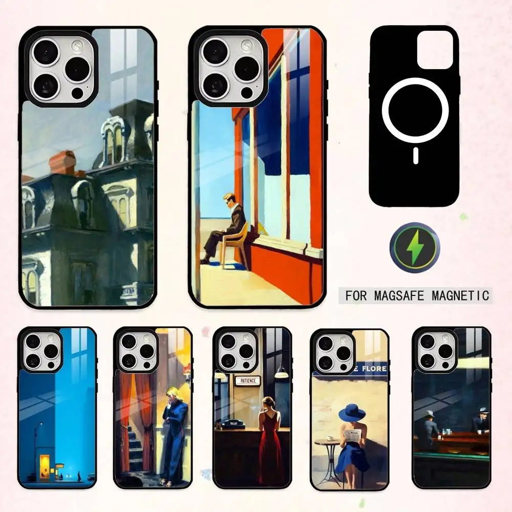 

Cool E-edward H-hopper Art Phone Case For iPhone17,16,15,14,13,12,11 Plus,Pro Max Magnetic For Magsafe Wireless Charging