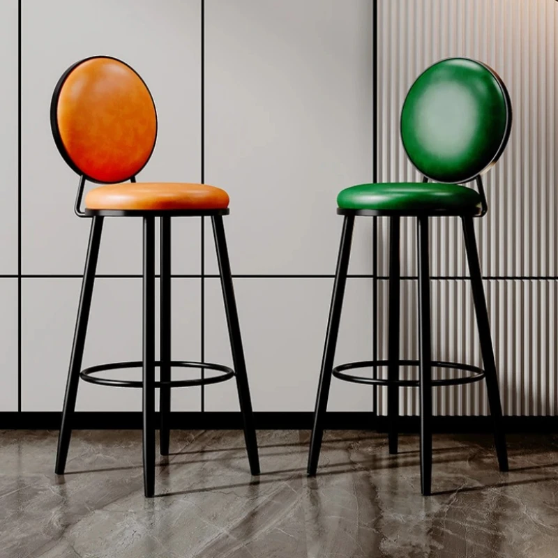 Chaises de Bar rondes de luxe pour Salon, tabouret minimaliste en métal, tabourets de Bar hauts simples, style nordique confortable, meubles Design Alto