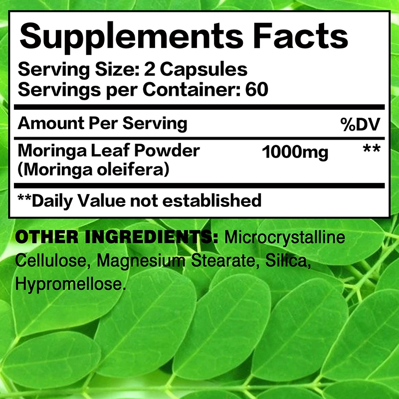 Moringa - Immune System, Energy & Metabolism Natural Anti-inflammatory Helps Detox, Fat Burn