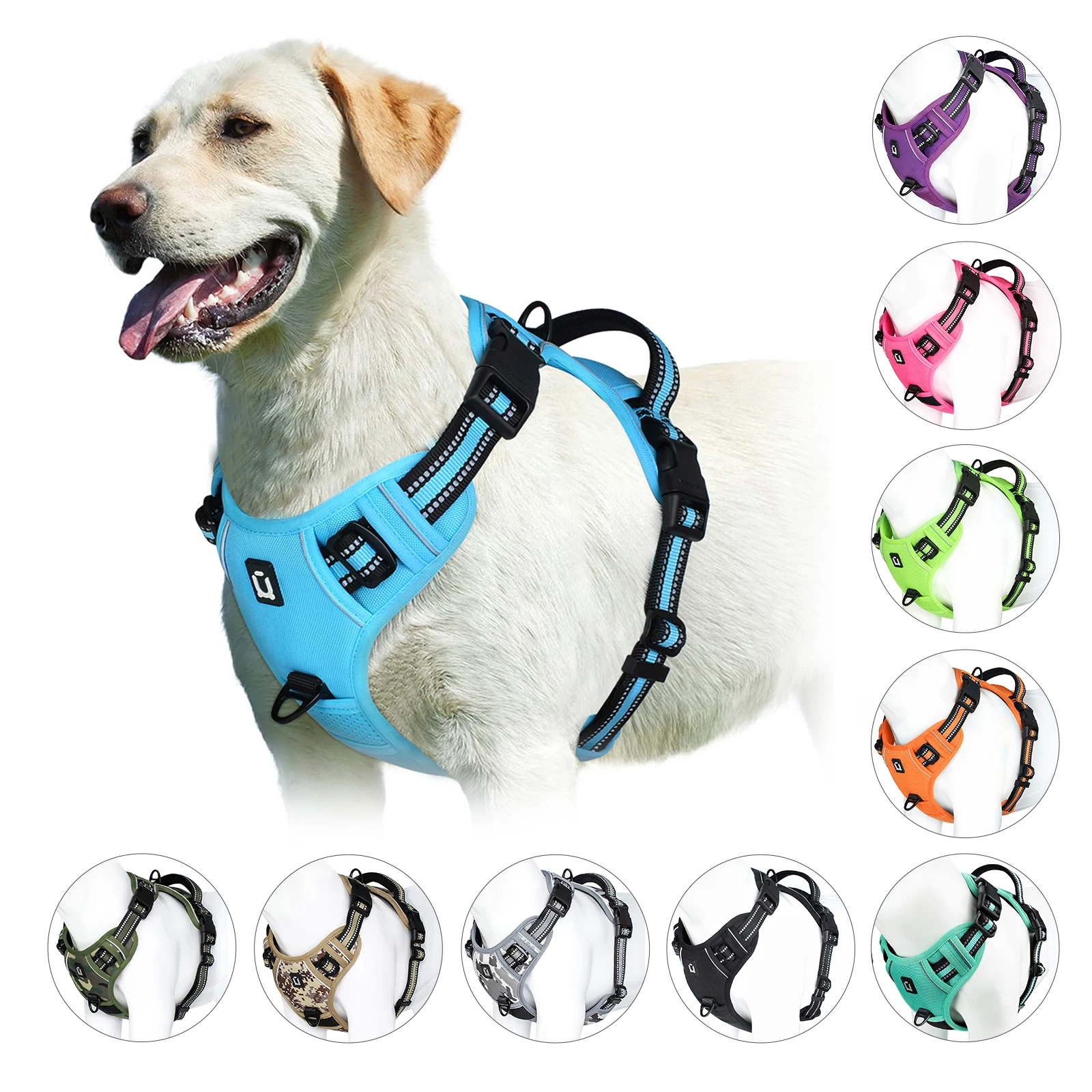 No Pull Dog Harness, Adjustable Soft Padded Pet Vest with Easy Control Handle