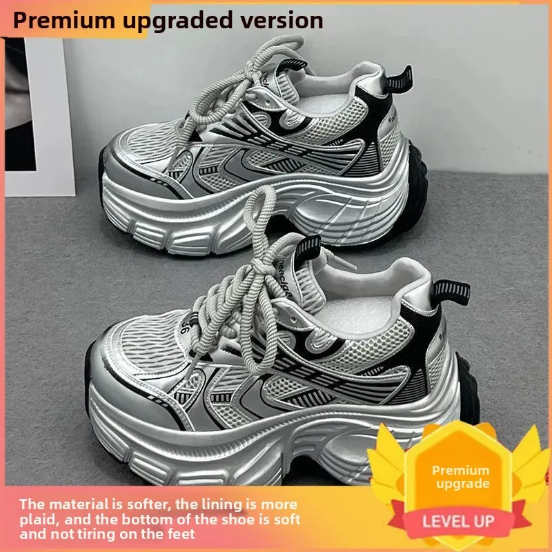 

Dad shoes women's small new casual sneakers spring and summer breathable mesh super hot thick sole heightening shoes