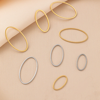 10Pcs Stainless Steel Oval Shape Charms Ring Frame Bezel For DIY Earrings Pendant Jewelry Making Supplies Accessories Findings