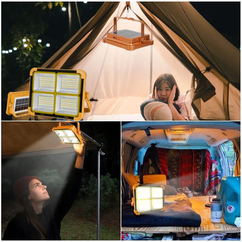 Solar Camping Lantaarn Draagbare Camping Licht Oplaadbare Zaklamp Led Tent Noodverlichting Waterdicht Zoeklicht