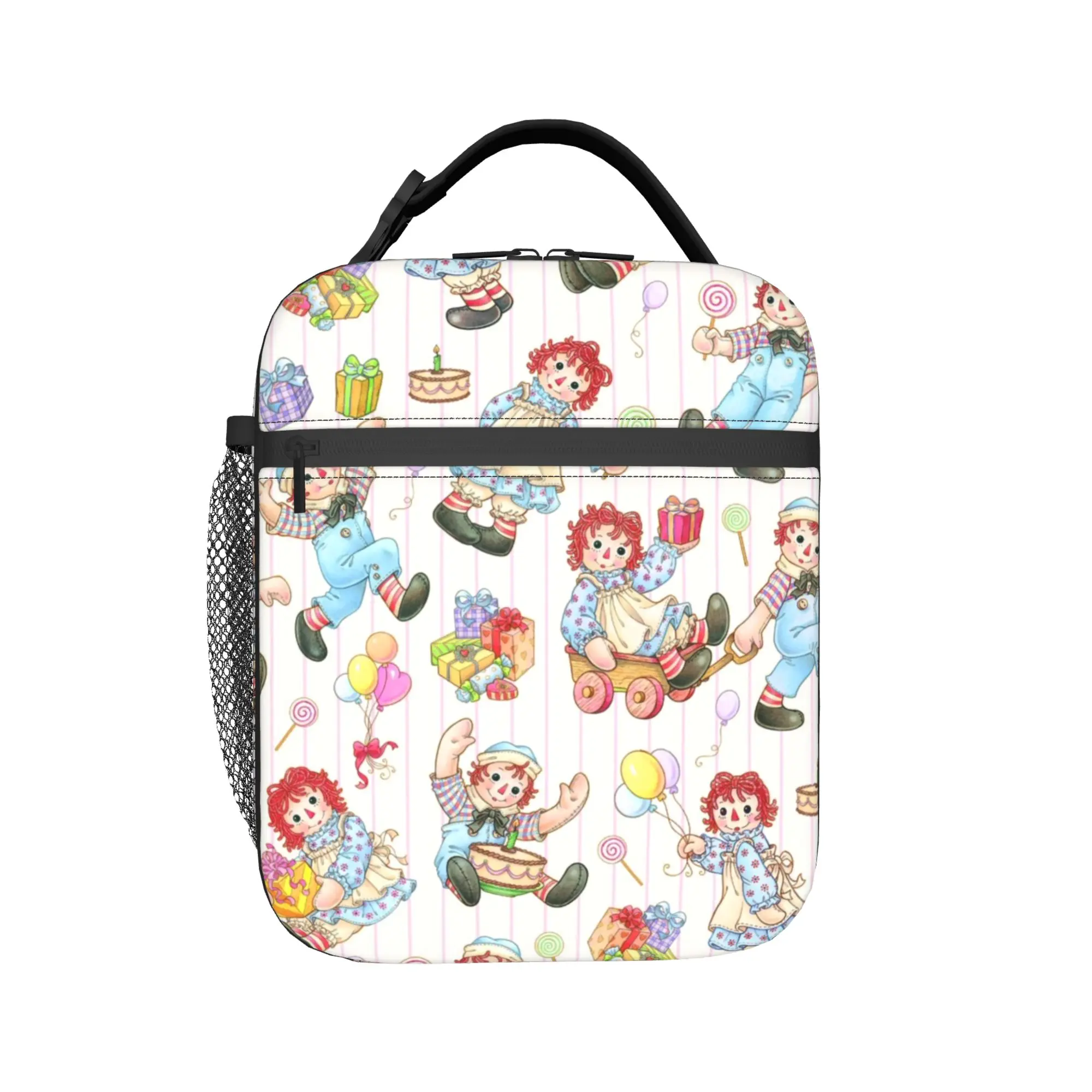 Raggedy Ann Thermal Insulated Lunch Bags for School  Portable Bento Box Men Women Cooler Thermal Lunch Boxes