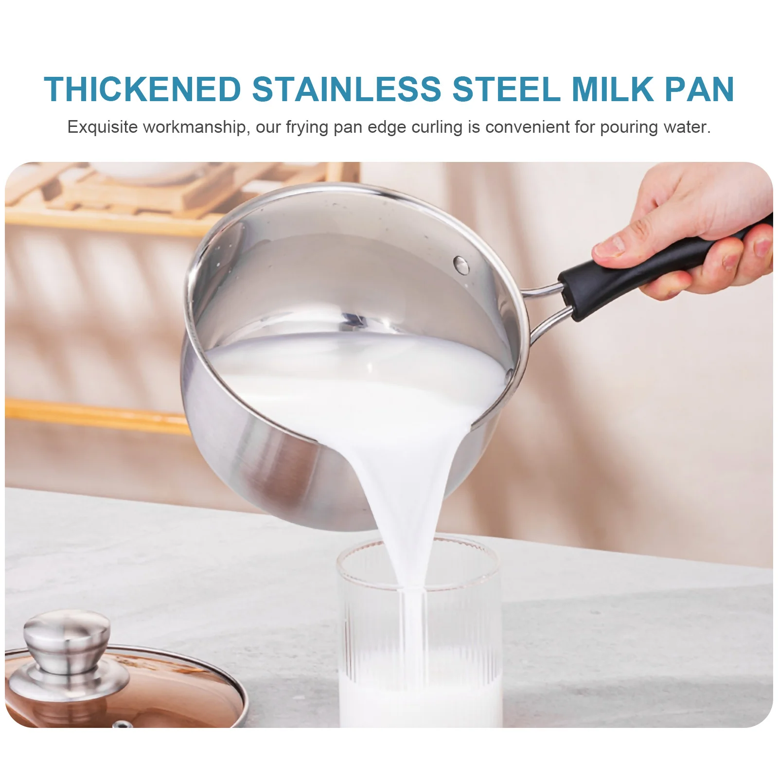 

Stainless Steel Soup Pot Thickened Deep Pan Heat Resistant Cooking Pot Mirror Polished Surface Anti-Scald Handle Household