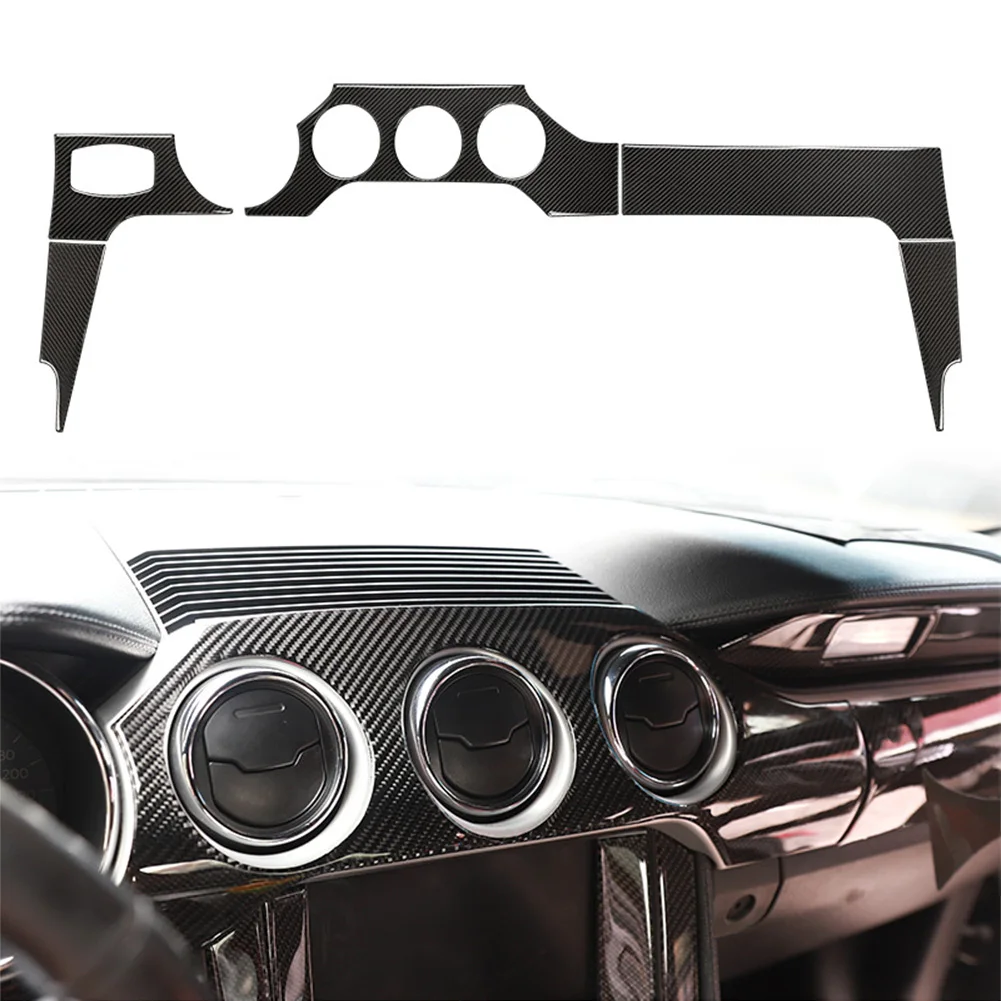 Carbon Fiber Car Interior Dashboard Panel Cover Trim For Ford Mustang 2015 2016 2017 2018 2019 Stylish Decorated LHD