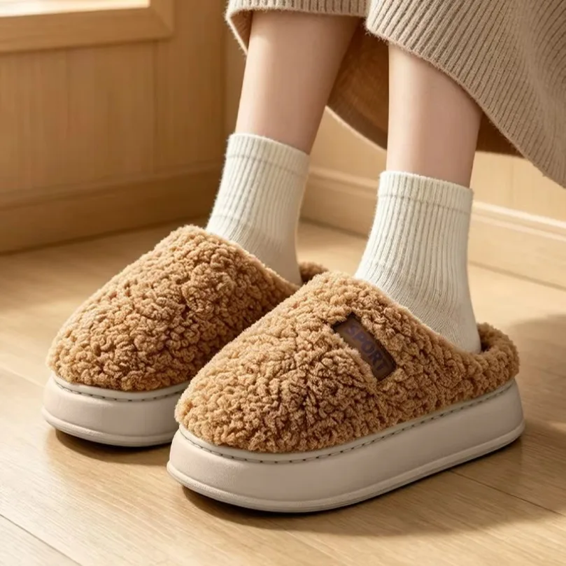 Home Fluffy Fuzzy Slipper Men Winter Warm Fur Plush Indoor Lazy Female Thermal Furry Room House Shoe Flat Flip Flop Male Women