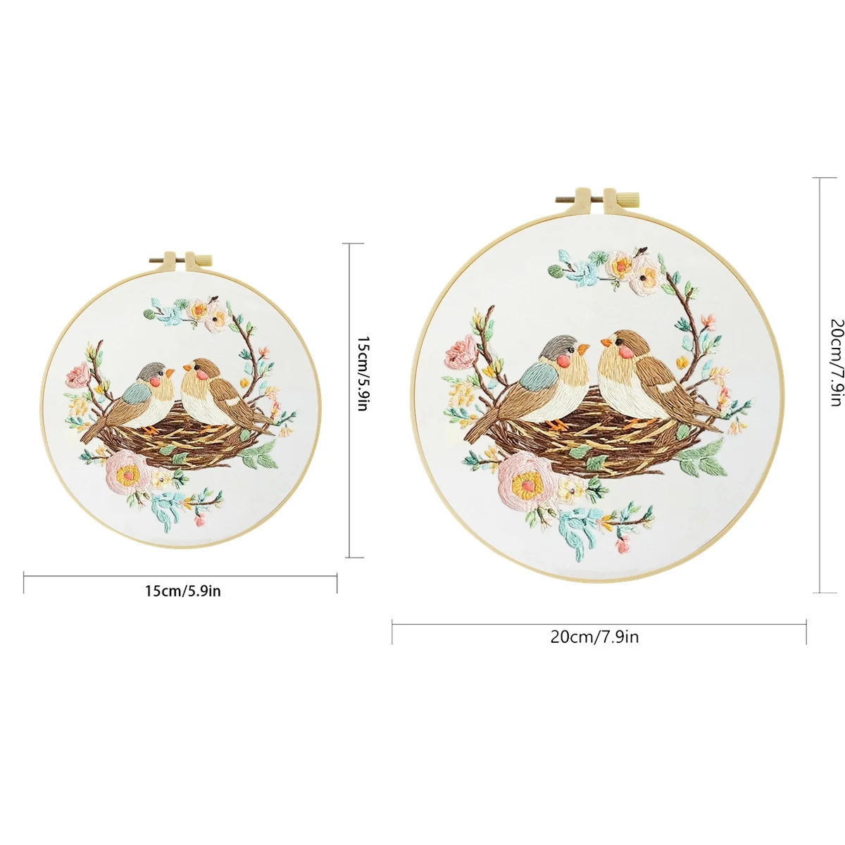 Zwei Vögel im Nest 1 Stück DIY Stickerei-Material-Set für Anfänger Stickerei-Starter-Kit Kreuzstich-Kunst als Geschenk Nadelarbeiten – Detail 2