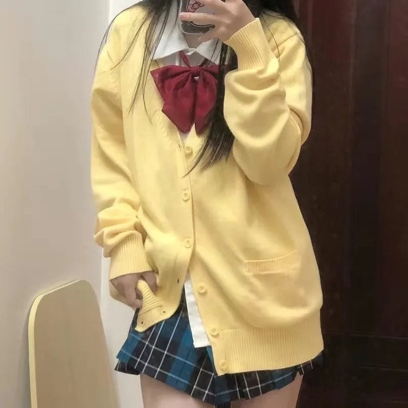 Original genuine white JK uniform cardigan jacket knitted sweater top cute Japanese college style long sleeved sweater