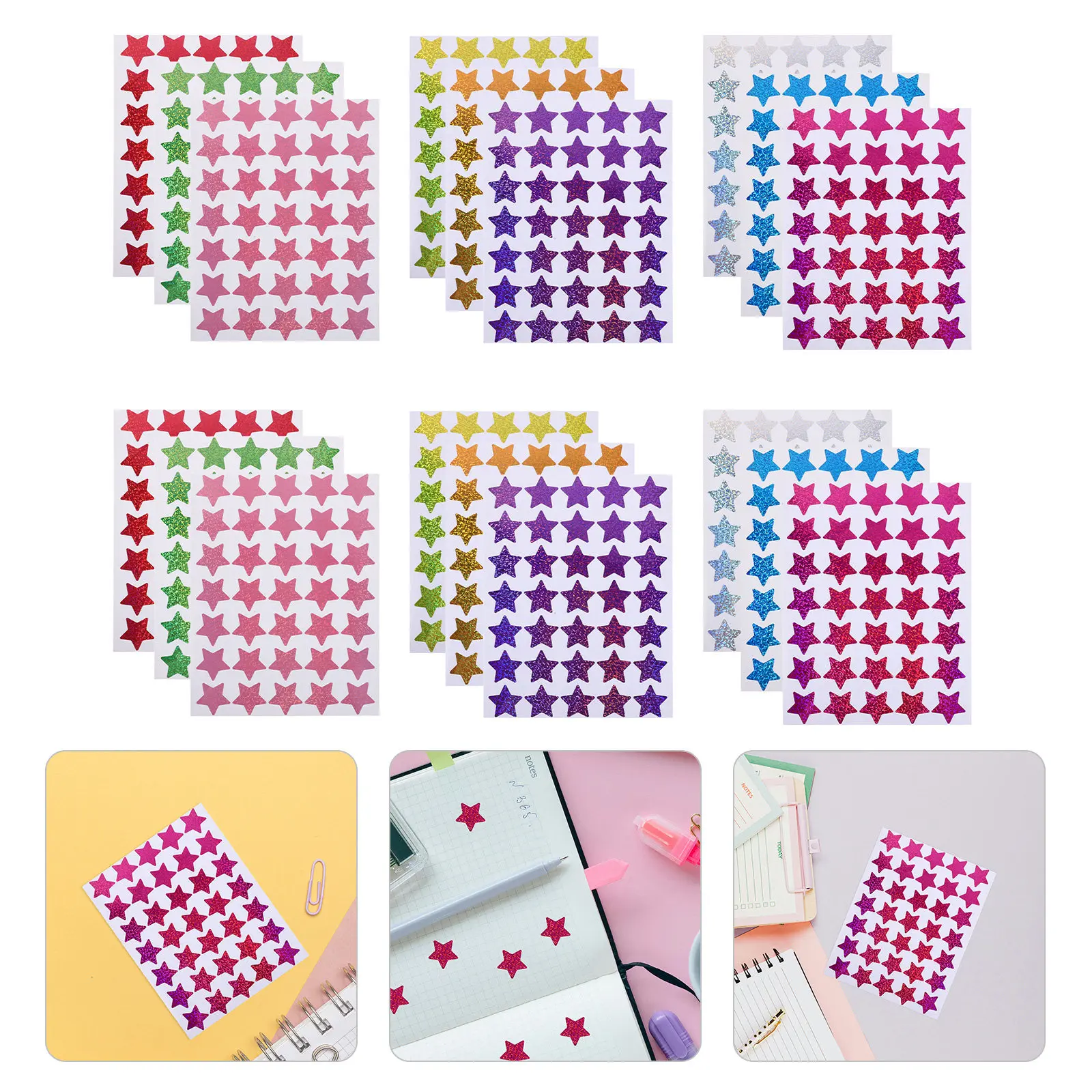 

35Pcs Holographic Star Stickers Colorful Metallic Glitter Star Stickers for Student Reward Chart Classroom Teacher Supplies