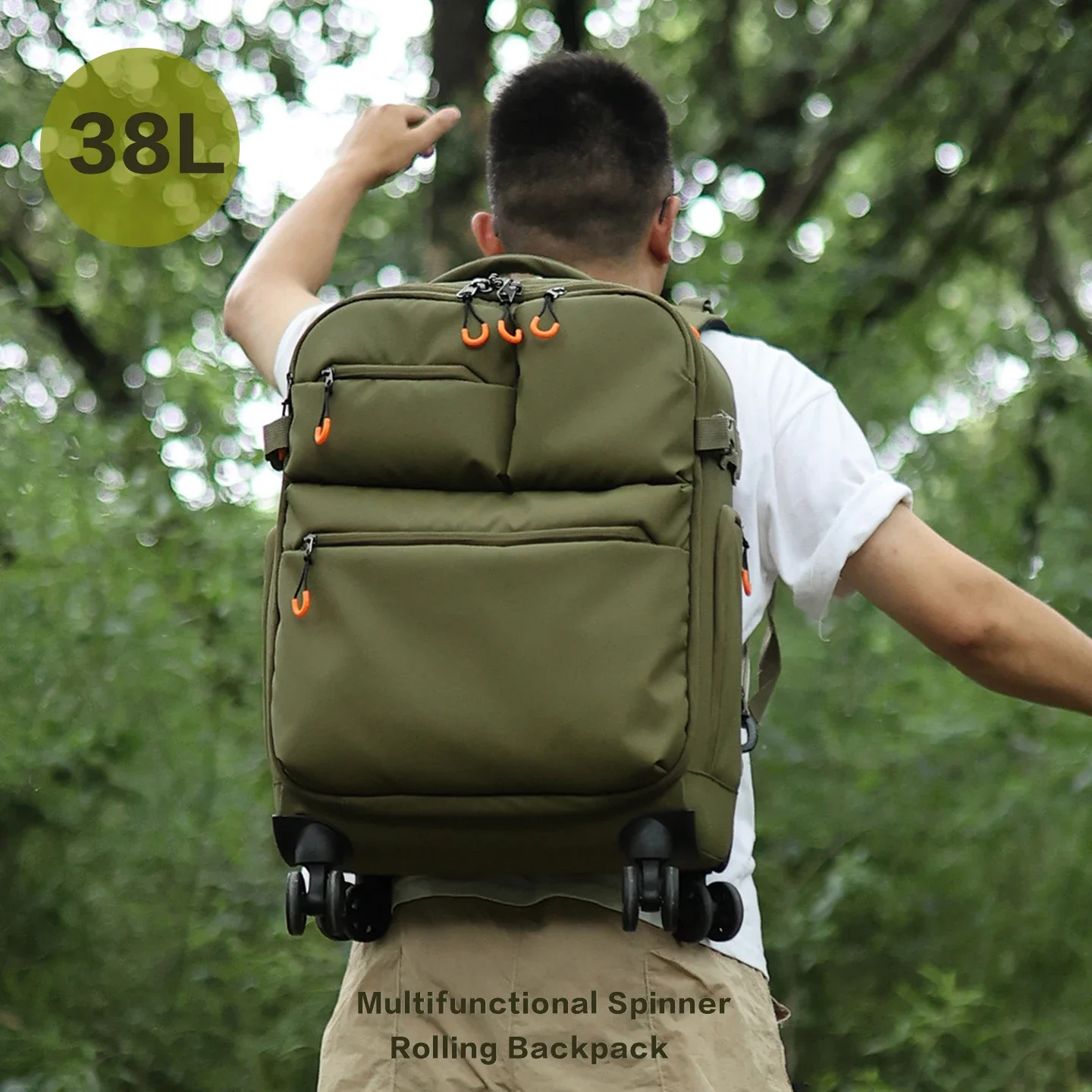 Wheeled Trolley Backpack Large Capacity Carry On Travel Luggage Storage Bag Soft Cloth Rolling Suitcase Business Commute Univers