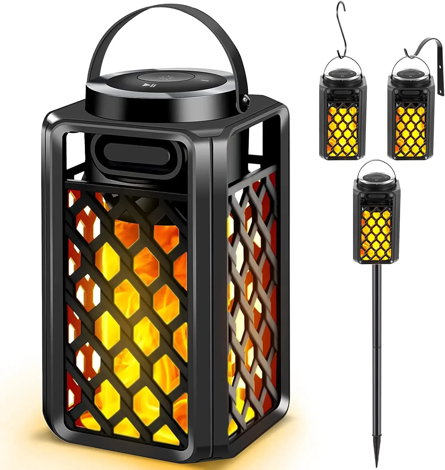 

China factory Outdoor Bluetooth Speaker with IP65 Waterproof LED Flame Atmosphere Lantern Speaker for Party Garden Camping Patio