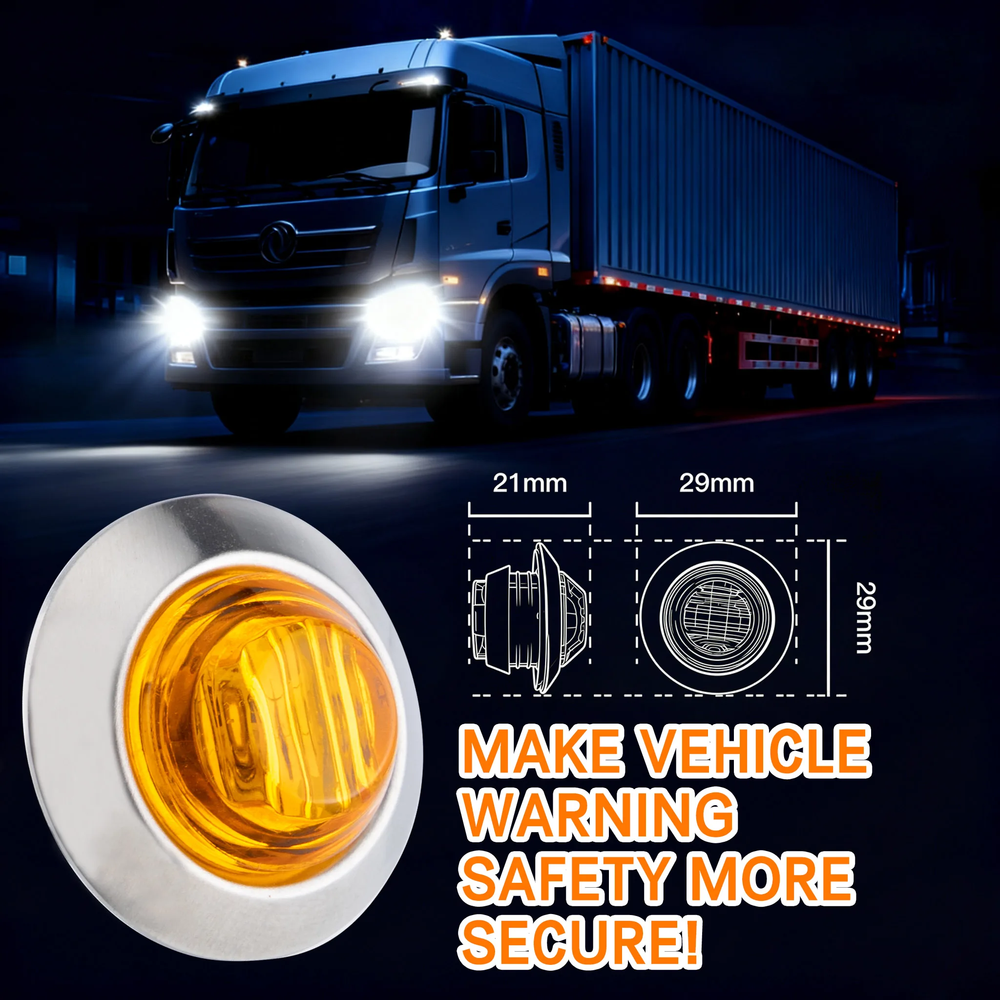 25 pieces of 3/4 inch rectangular LED side lights, suitable for 12V trailers, trucks, and RVs - high brightness, 12V compatible