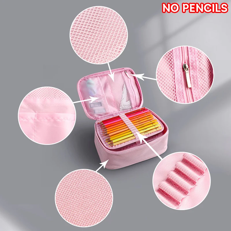 48/72/120/150/200 Holes Colored Lead Pencils Storage Bag Large Capacity Case Holder School Supplies Stationery Student Pen Case