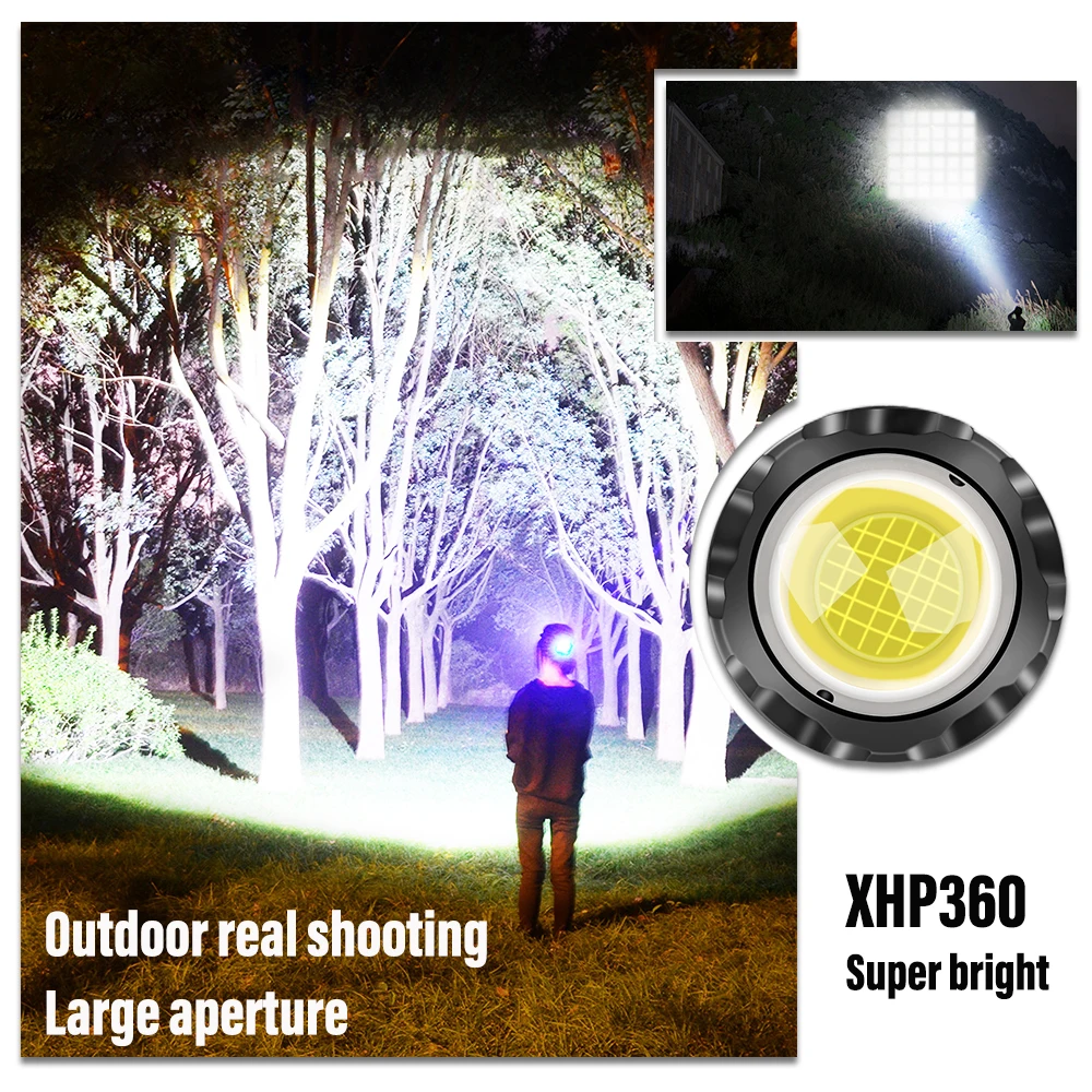 Super Power XHP360 Lamp Bead LED Headlamp 8000 Lumens Headlight Brightest Light Suitable for Fishing, Exploring, Hunting, Etc.