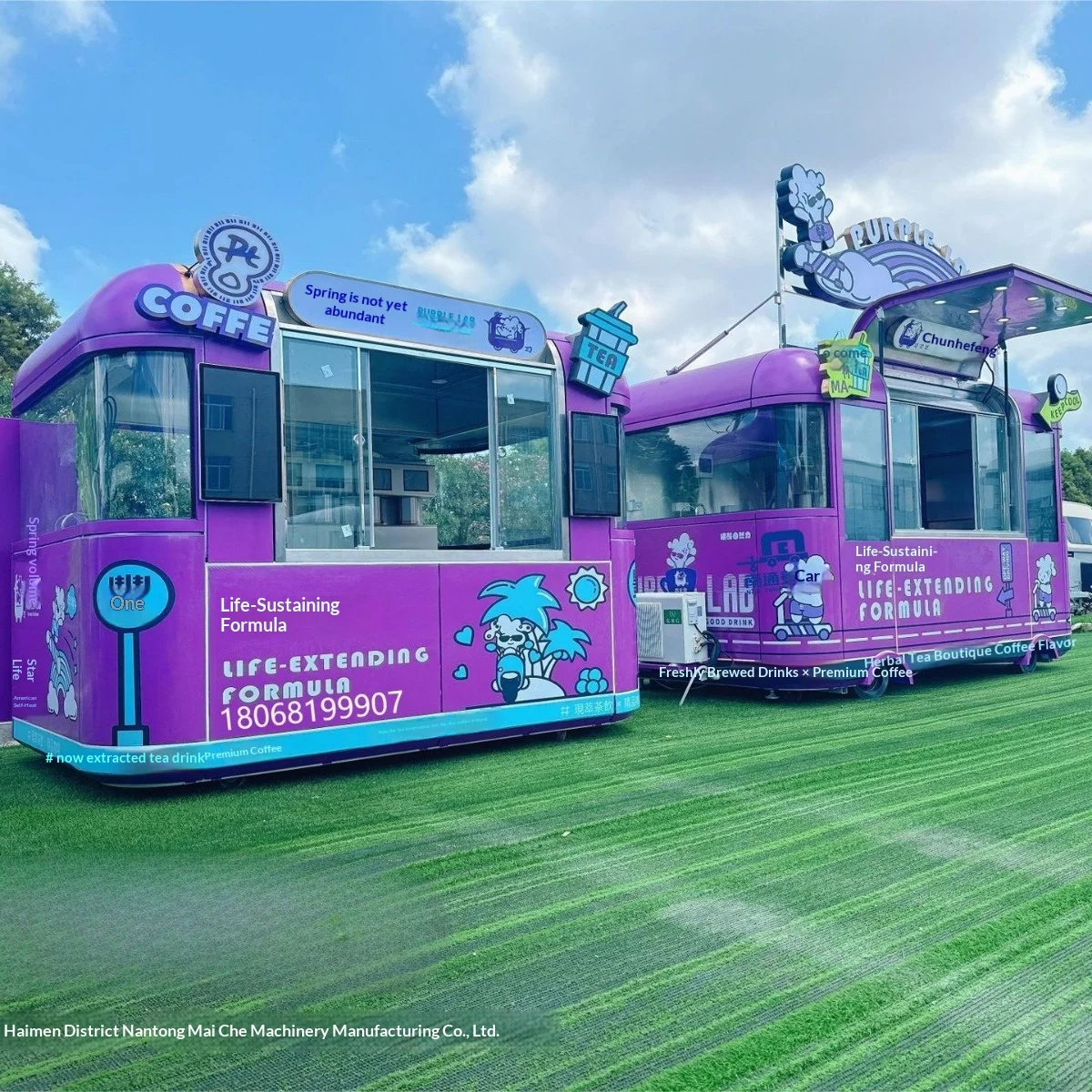 Mobile Multi-functional Aluminum Fast Food Snack Car Kiosk Bar Tea 4-Wheel