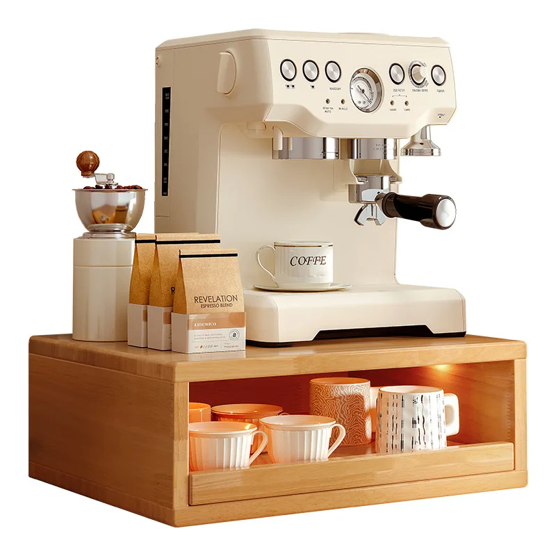 

Solid wood coffee machine rack desktop dust holder water cup tea coffee cup storage rack coffee corner arrangement