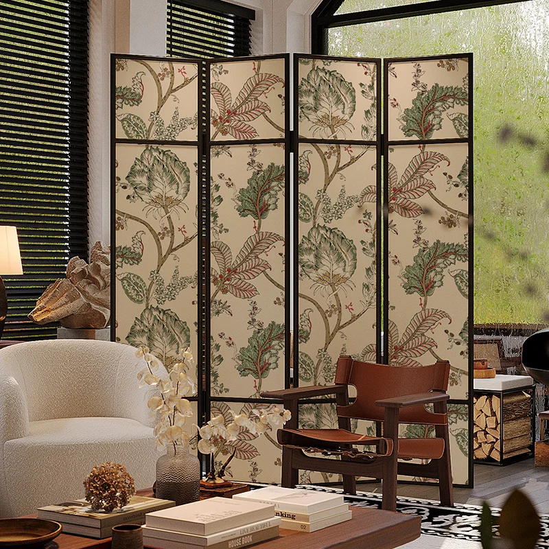 Solid wood screen partition living room entrance household shading bedroom bedside background wall movable folding screen