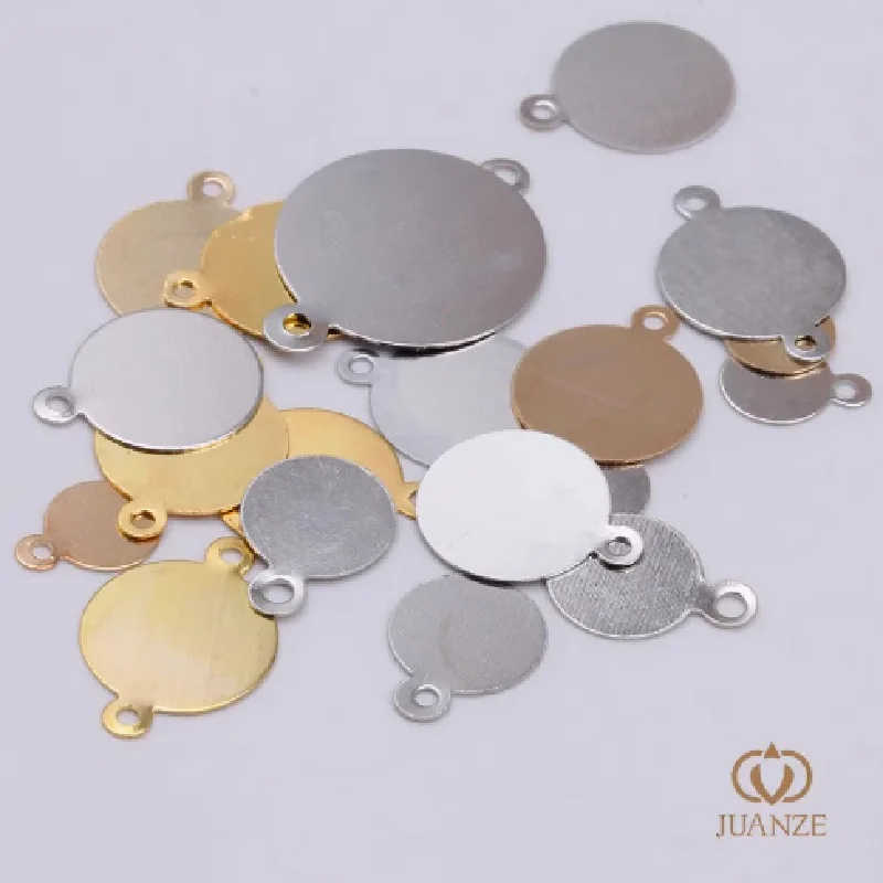 

200PCS Round Stainless Steel Charms Single Hole and Double Hole Metal Disc Earring Connectors for Jewelry Makigng