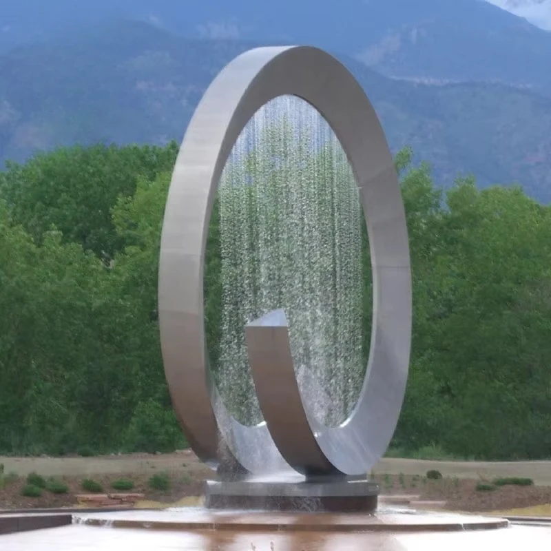 Outdoor giant stainless steel water function fountain Large metal steel fountain